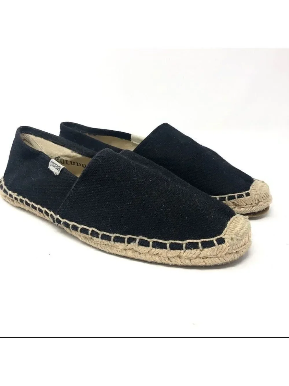 SOLUDOS Black Espadrilles Slip- On Flats Size 6